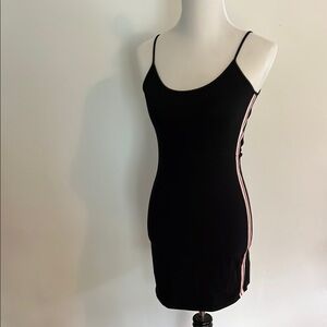 Brandy Melville Black Mini Dress with red/white Stripes on sides